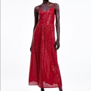 Zara NWOT strapping long sequined dress